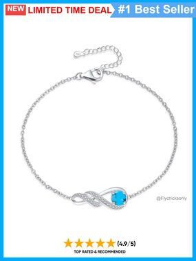 Sterling Silver Infinity Birthstone Bracelet Adjustable Chain